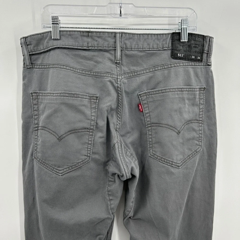LEVI'S Men's 511 Gray Slim Fit Stretch Casual Jeans Size 36 x 34